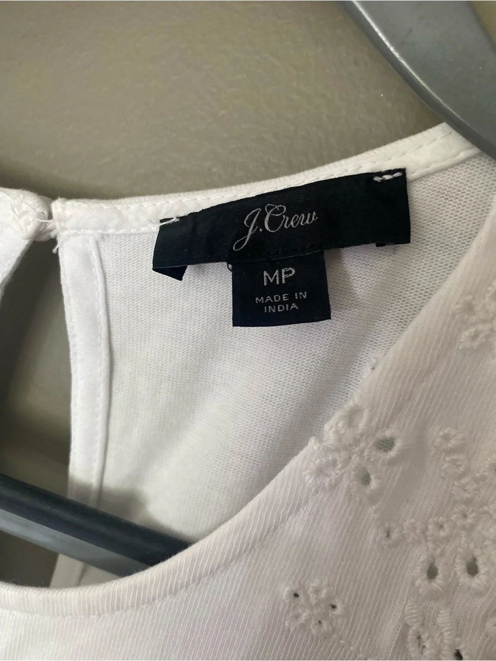 J. CREW Sleeveless White Knit Eyelet & Scallop Trim Tank Shift Dress Size MP